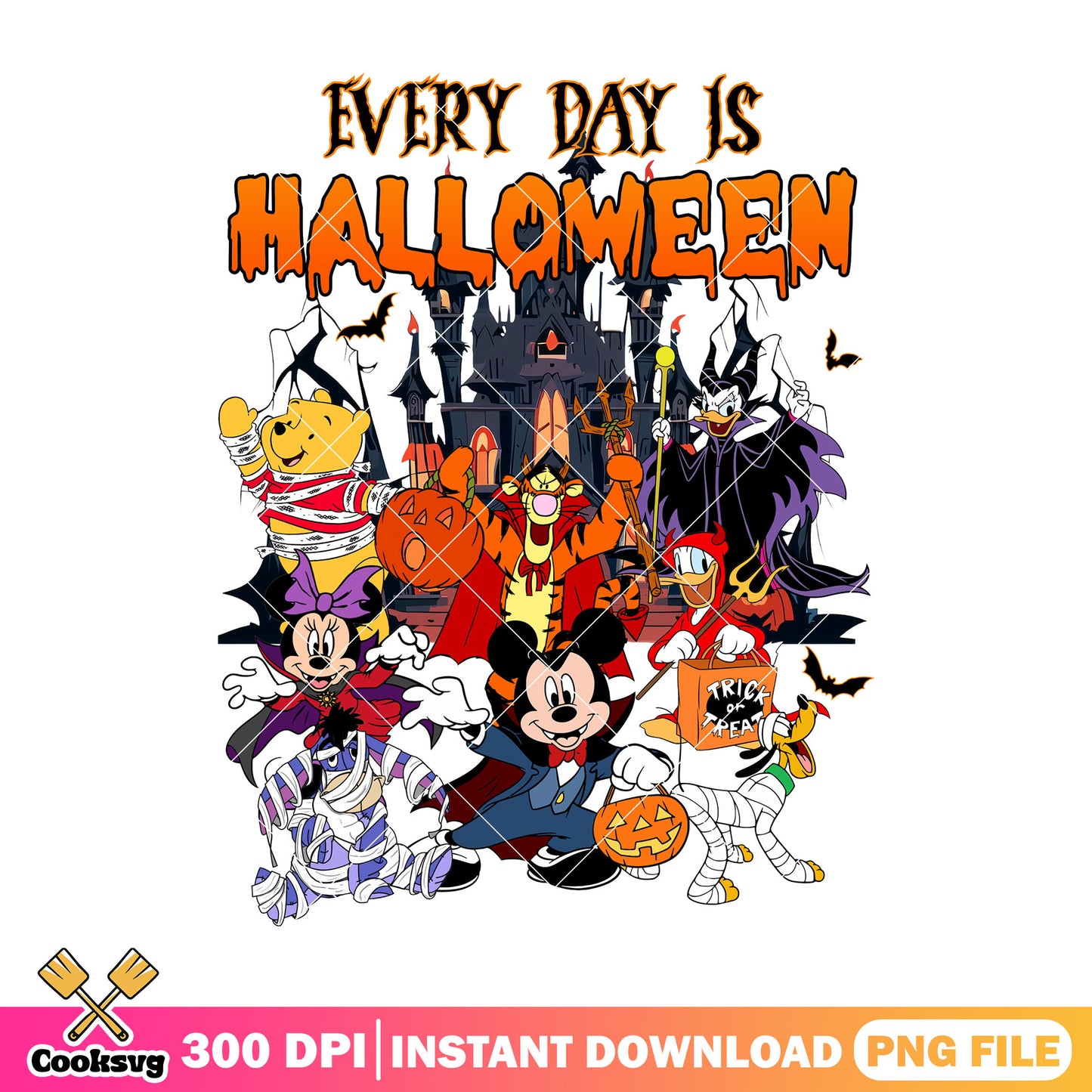 Everyday is halloween png, party halloween png, mickey cartoon png