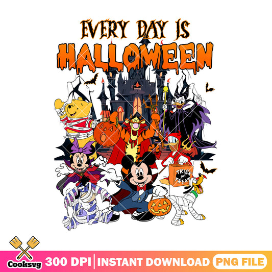 Everyday is halloween png, party halloween png, mickey cartoon png
