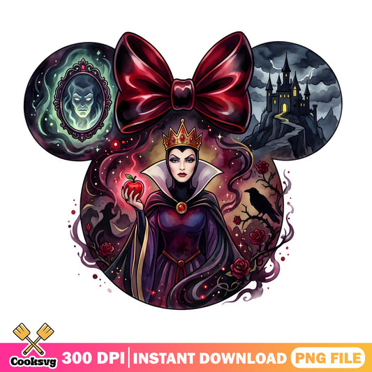 Evil Queen Mickey Ears Disney Villain PNG, Halloween PNG, Disney PNG