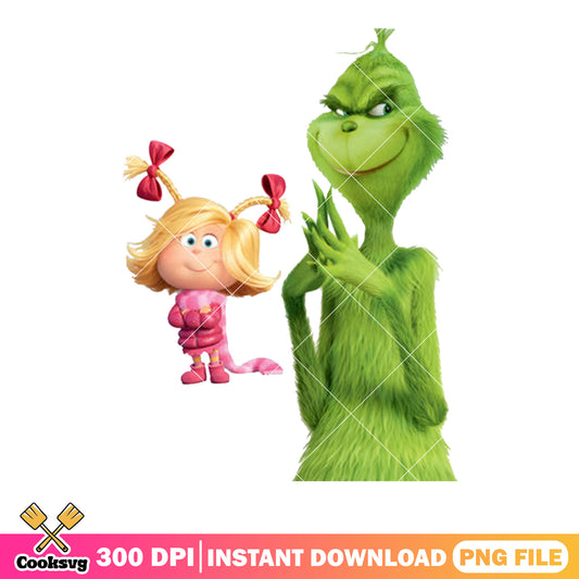 Evil monster and a little girl png, grinchmas png, cindy lou who png