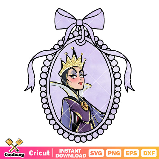 Evil queen in purple bow tie mirror png, disney evil queen png