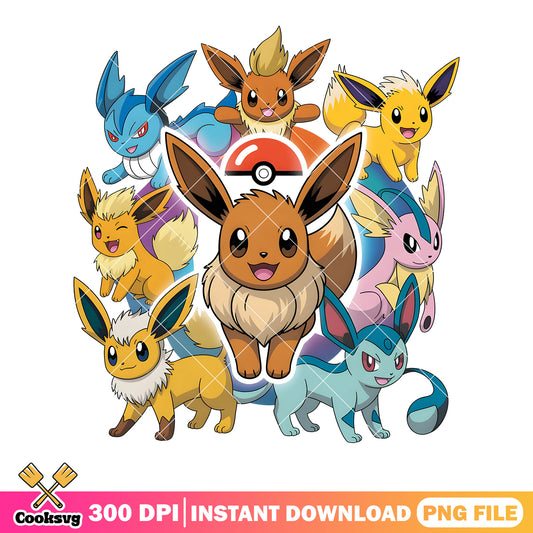 Evolution pokemon of eevee png, pokemon stickers png, pokemon eevee png