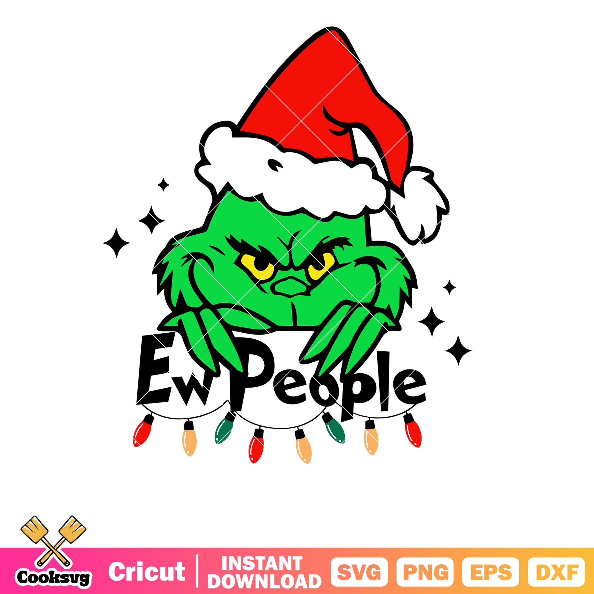 Ew People Grinch Christmas Hat svg, christmas hat svg, christmas lights svg