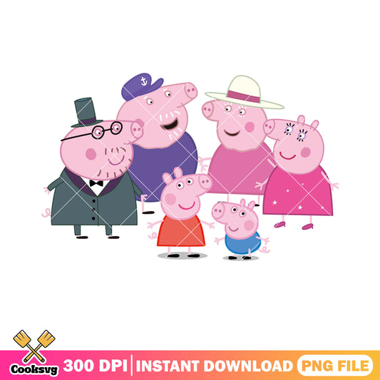 Extended Family png,  show for kids png, peppa pig grandparent pig png