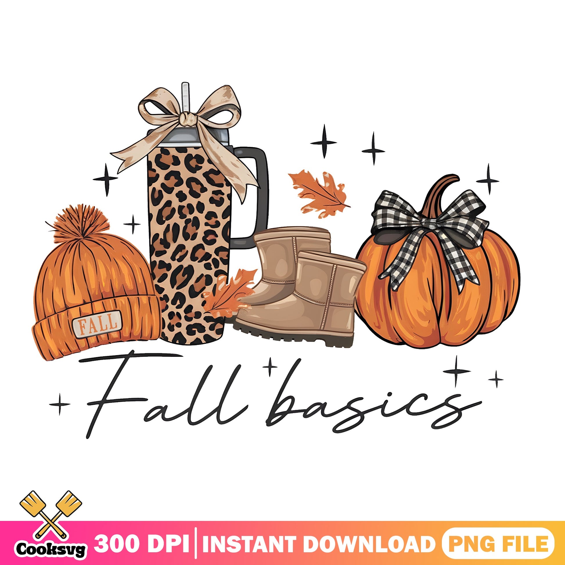 Fall Basics PNG, Autumn Pumpkin Leopard Tumbler, Fall PNG