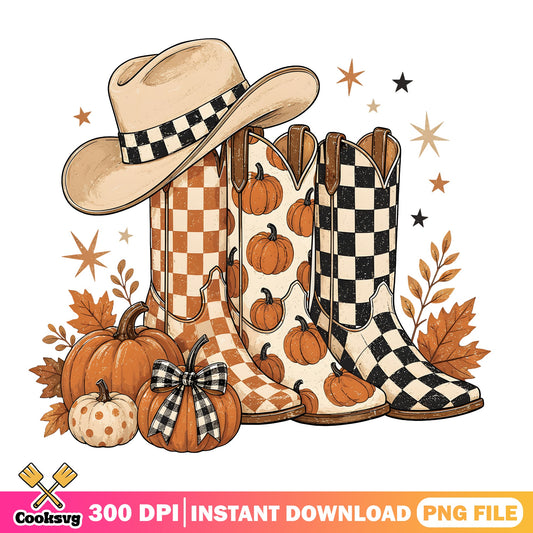 Fall Cowboy Boots Pumpkin PNG, Western Autumn PNG, Halloween PNG