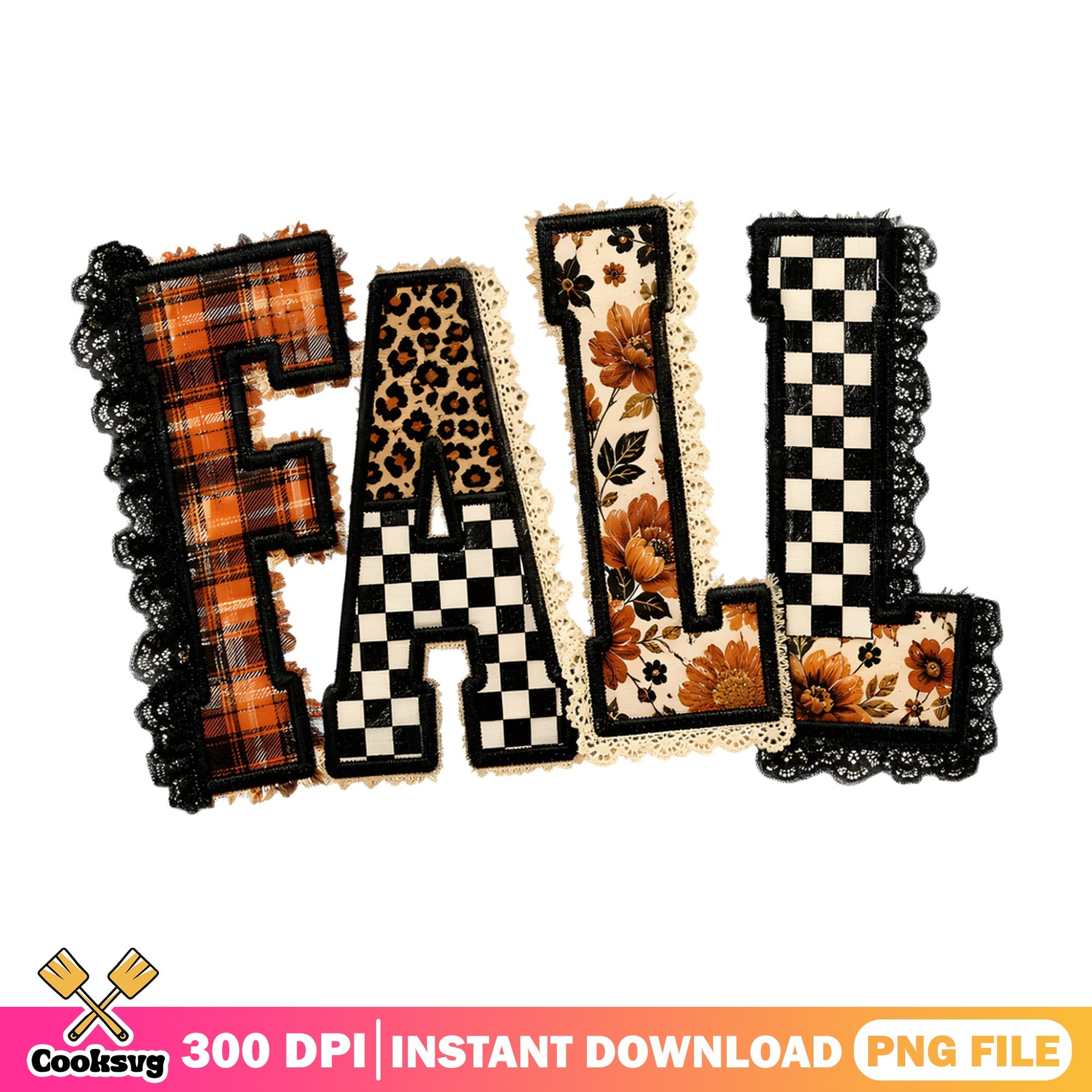 Fall Leopard Plaid Checker Sublimation PNG, Autumn PNG, Fall PNG