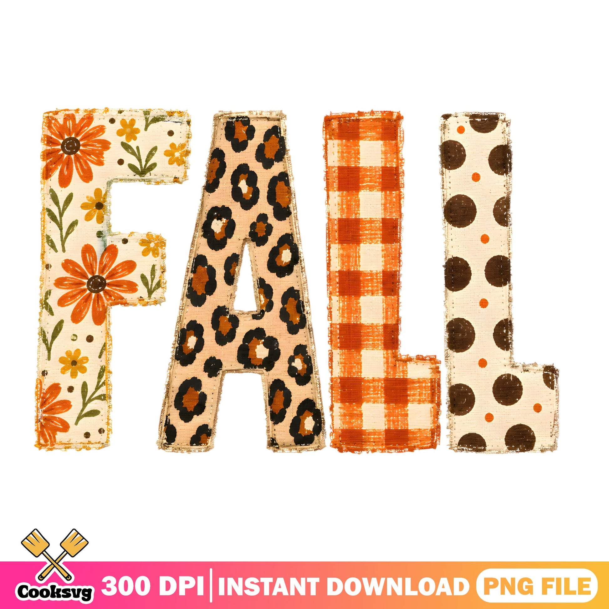Fall Leopard Plaid Floral PNG, Autumn Sublimation PNG, Fall PNG