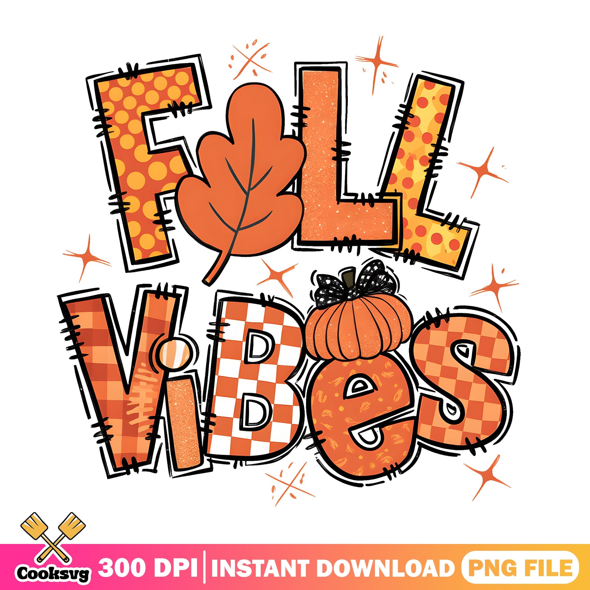 Fall Vibes PNG, Autumn Pumpkin PNG, Thanksgiving Fall PNG