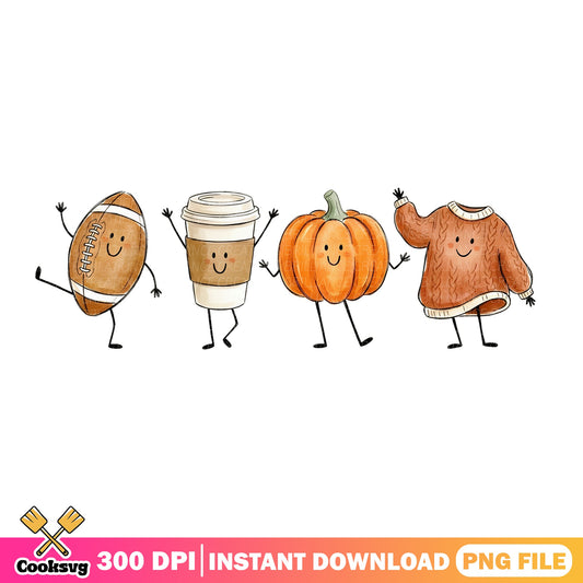 Fall Vibes PNG, Football Pumpkin Coffee Sweater, Autumn PNG