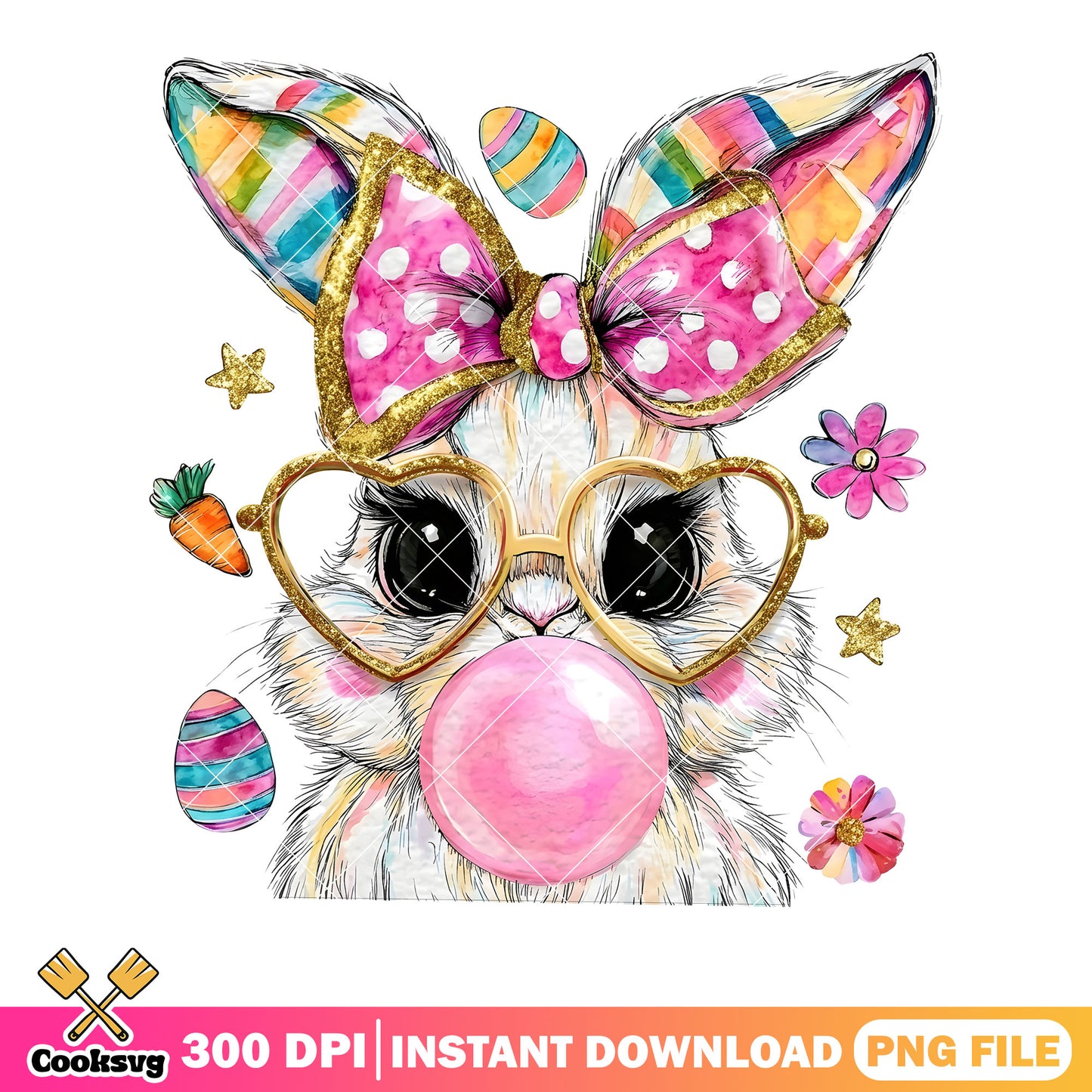 Fancy bunny poster vibes png, easter day png, easter egg png
