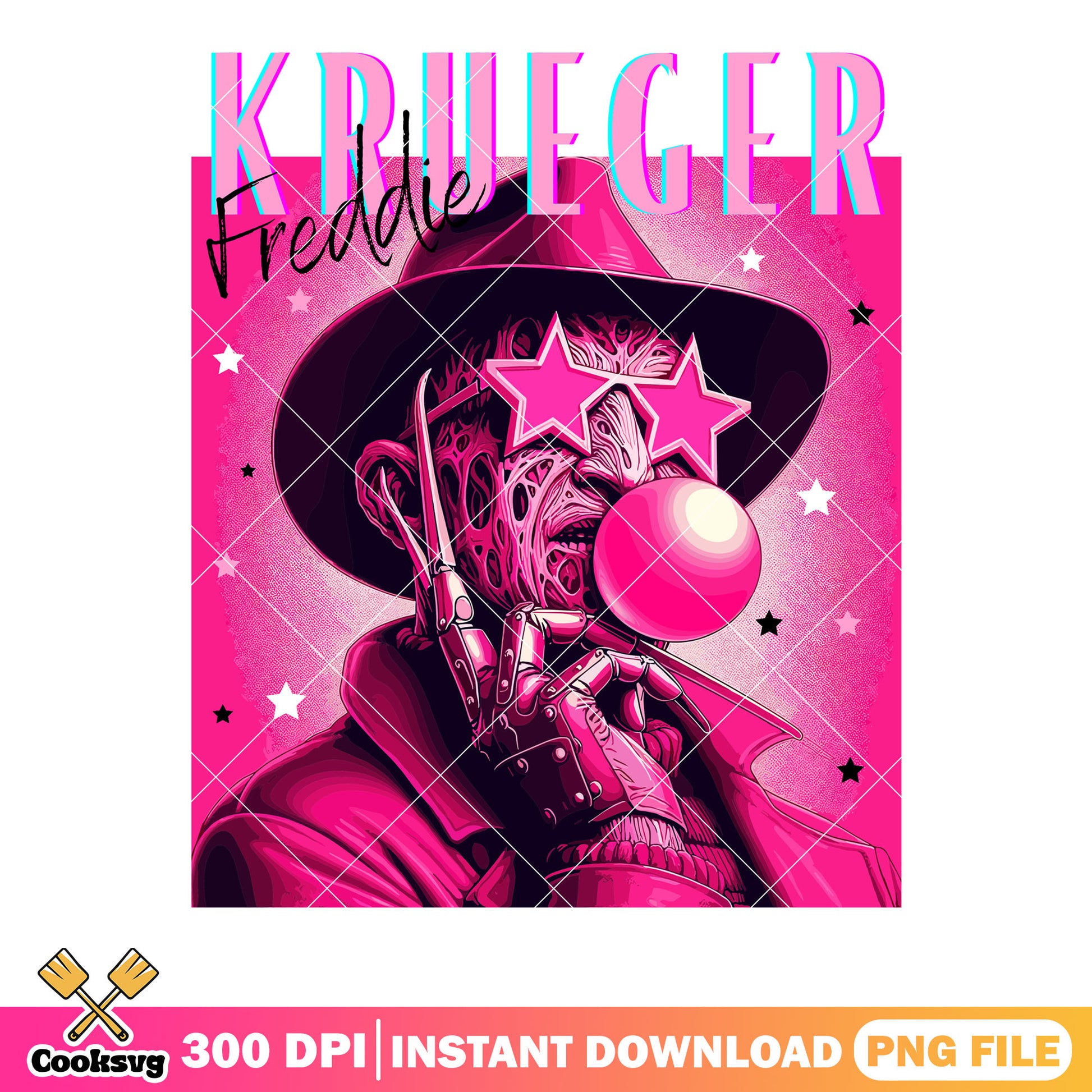 Fancy freddy kruger png, pink star glasses png, halloween scary png