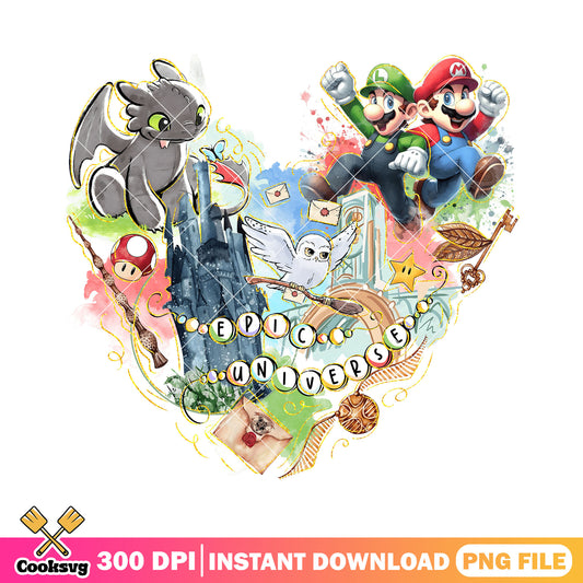Fantasy cartoon collage png, disney friends png, epic universe png