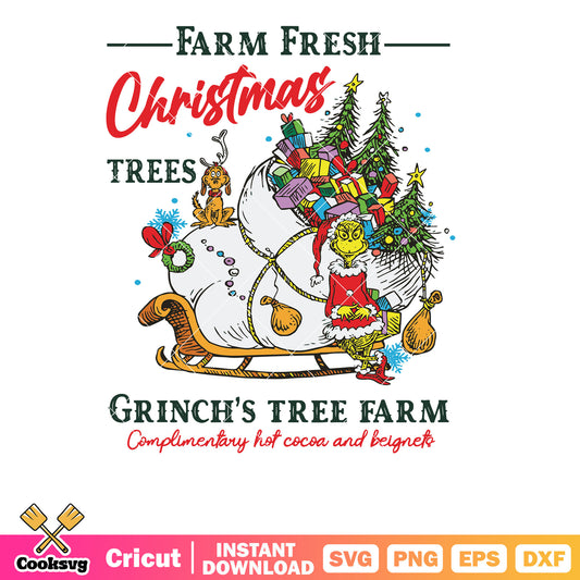 Farm Fresh Christmas Grinch Tree Farm svg, farm fresh christmas trees svg​