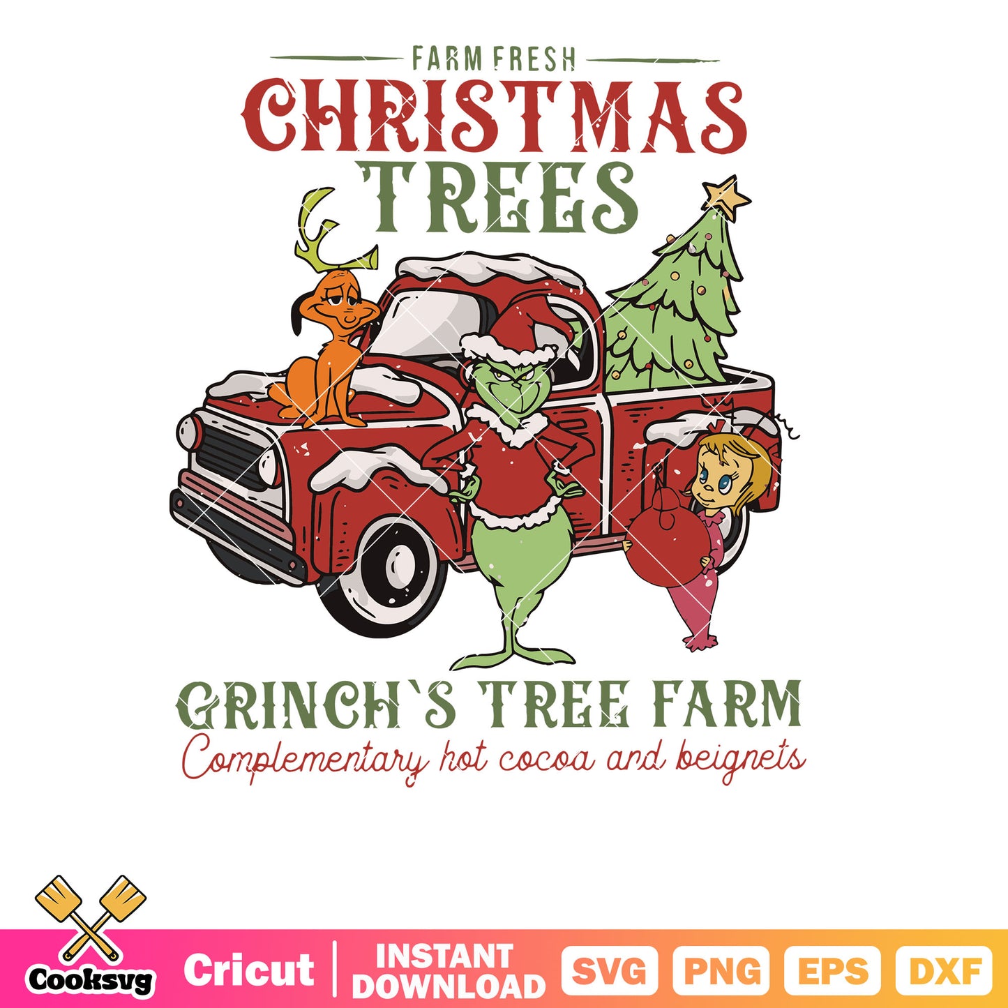 Farm Fresh Christmas Grinchs and dog svg, farm fresh christmas trees svg​