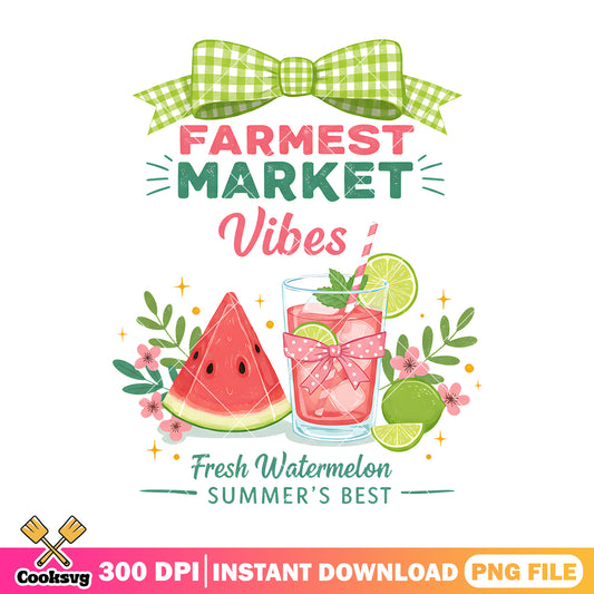Farmest market vibes summer png, summer vibes png, watermelon summer png