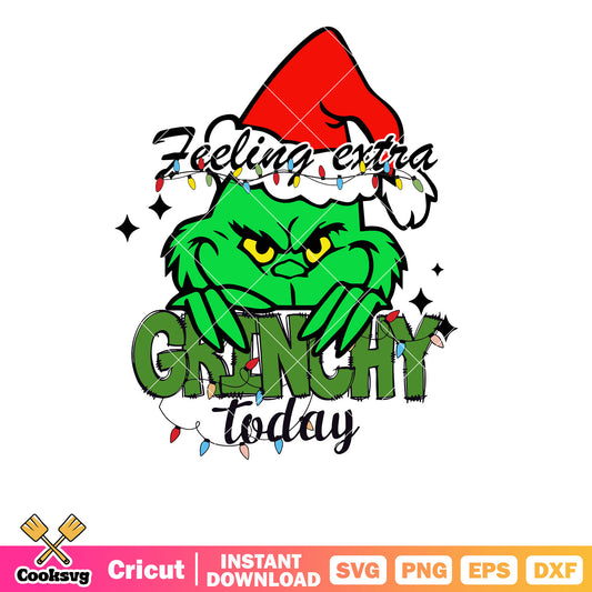 Feeling Extra Grinchy Today Christmas Light svg, grinch head svg, extra grinchy svg