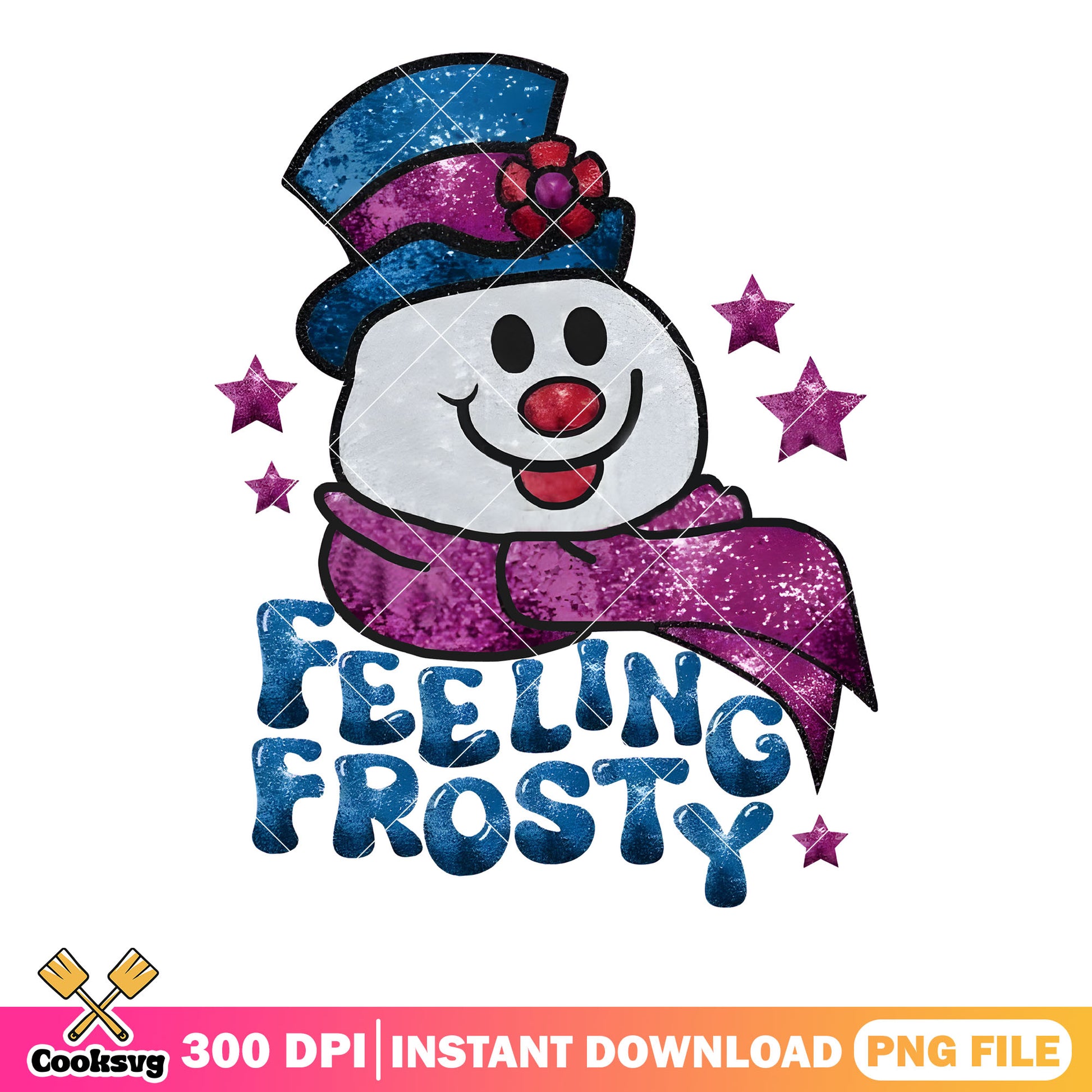 Feeling frosty snowman png, cute sparkle png, star pink png