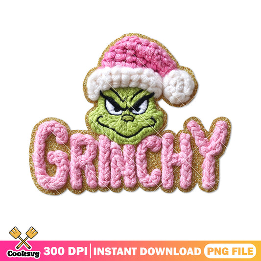 Feeling grinchy monster png, merry christmas png, santa hat png