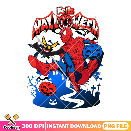 Felix spider man png, the dark cemetery png, halloween disney png