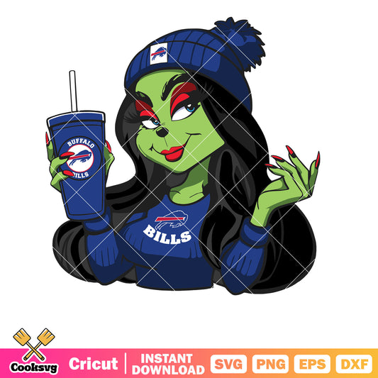 Female Grinch Buffalo Bills Football Team Svg, buffalo bills svg, grinch girl svg