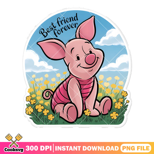 Field flower piglet sticker png, pooh movies png, disney piglet png