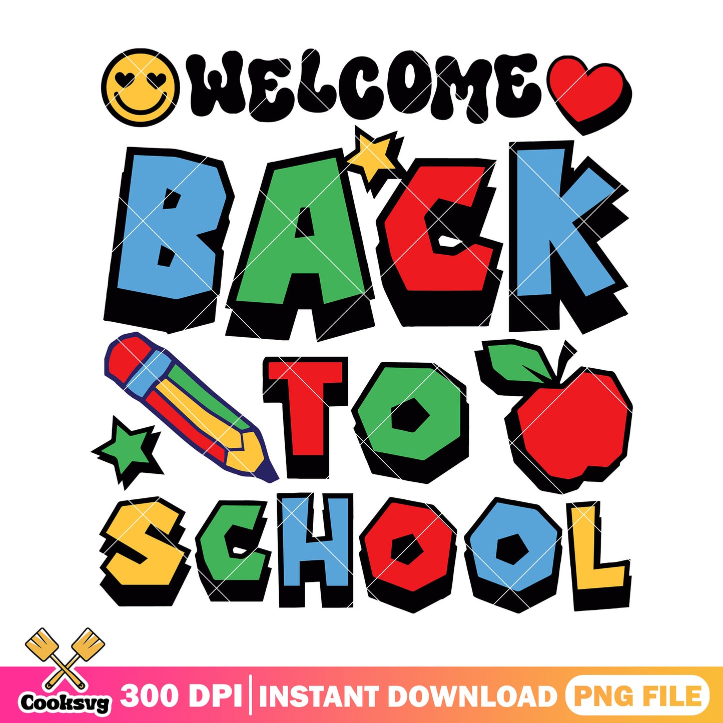 File back school design png, go back to school png, love icon png