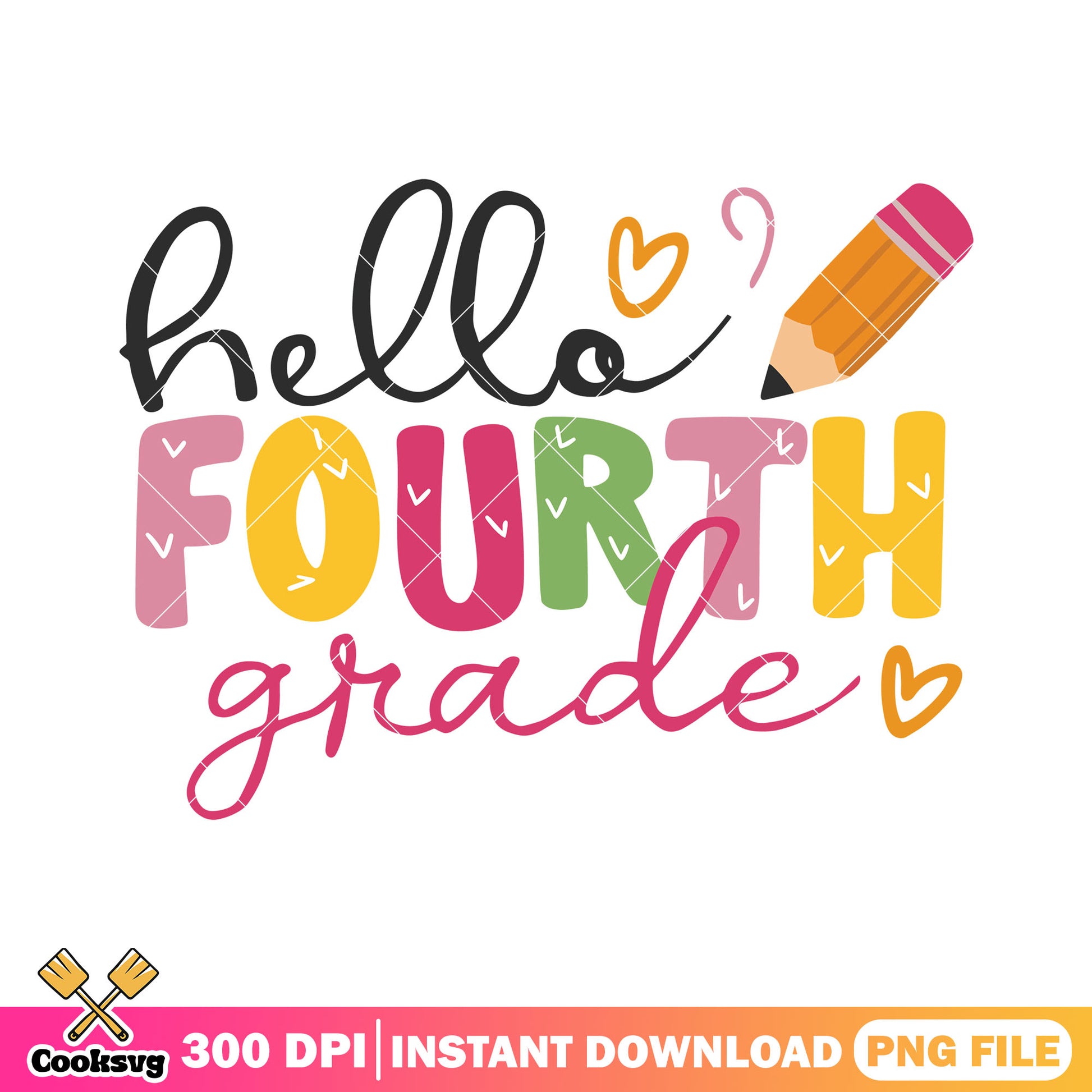 File hello fourth grade png, pencil cute png, back to school logo png