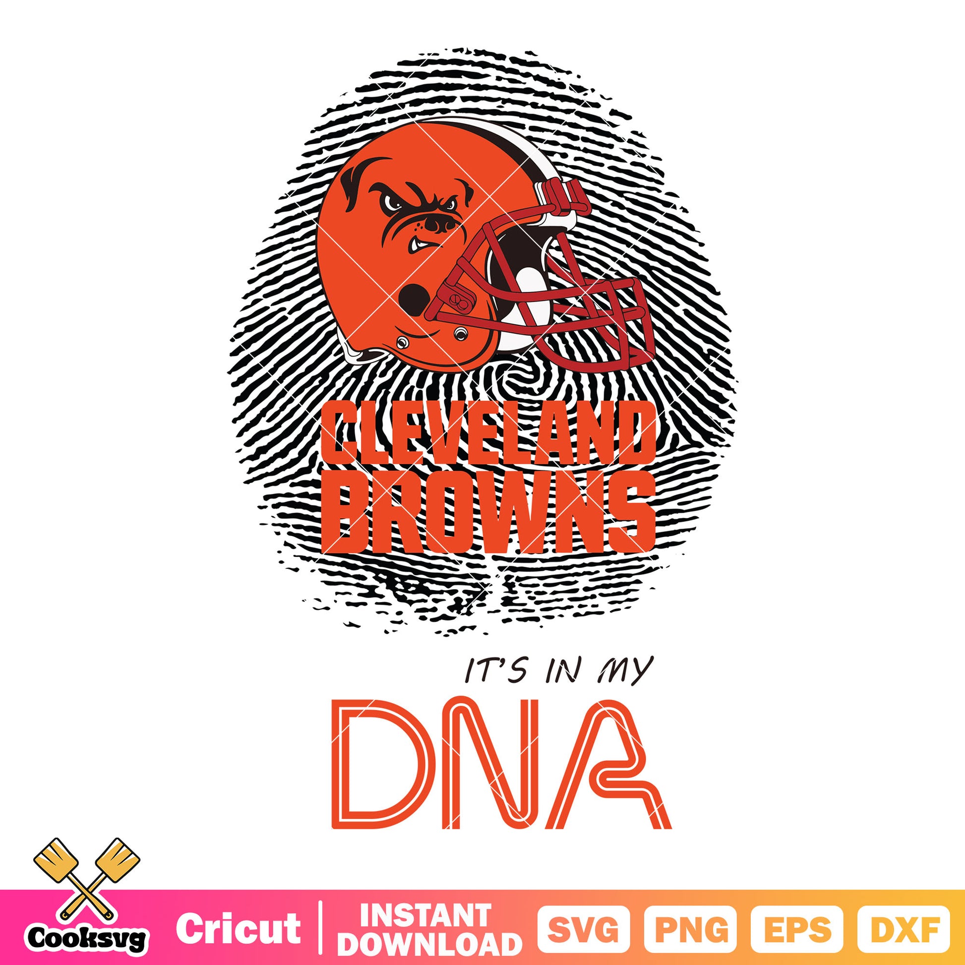Fingerprint bull dog svg, cleveland​ svg, national football leauge svg