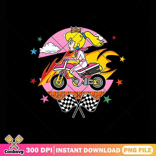 Fire suoer Princess peach mario png, racing game png, nintendo art png