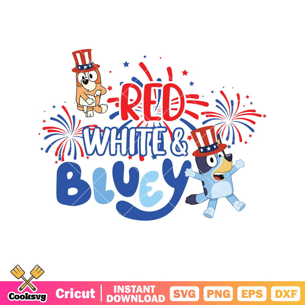 Firework bluey and red white svg, character bluey svg, bluey friends s ...