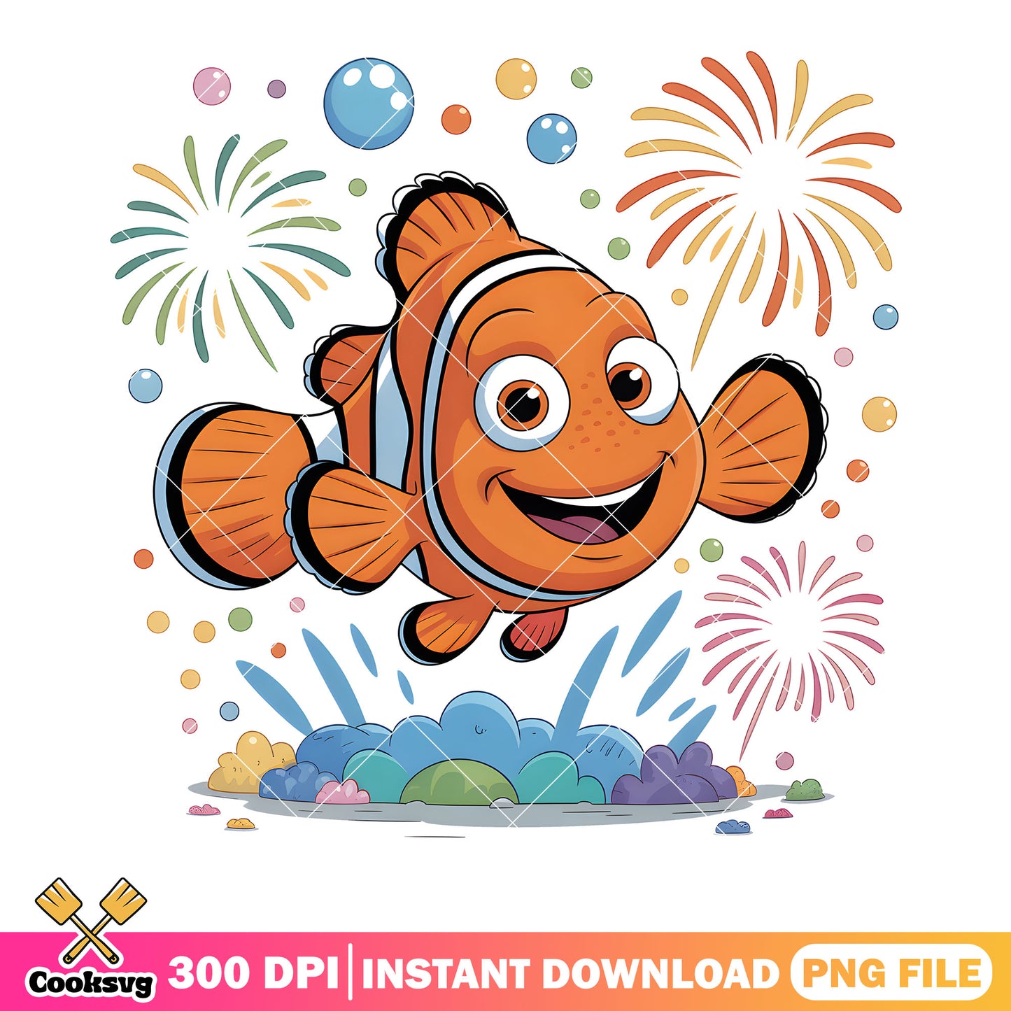 Firework in the coral marlin png, finding nemo png, clownfish marlin png