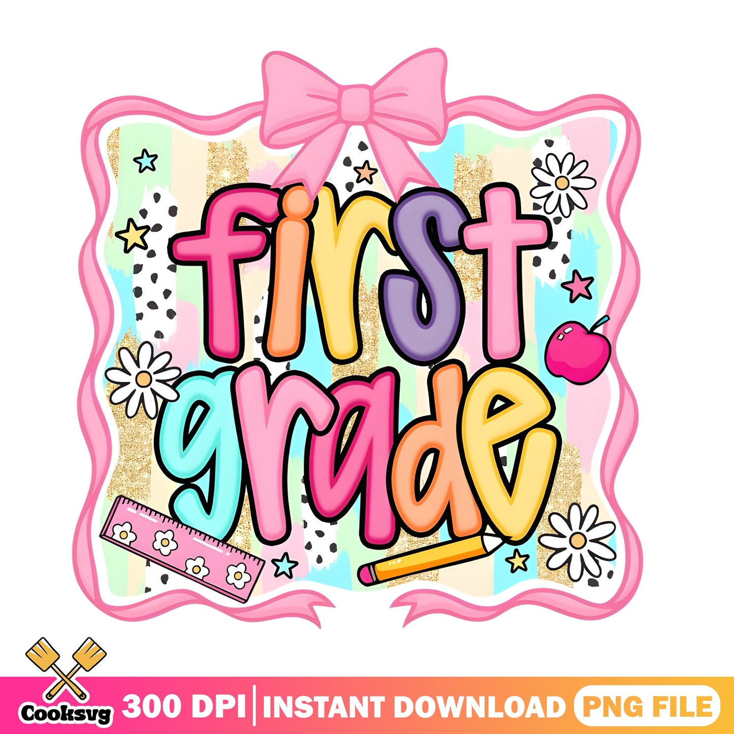 First Grade PNG, Back To School Coquette PNG, Teacher PNG