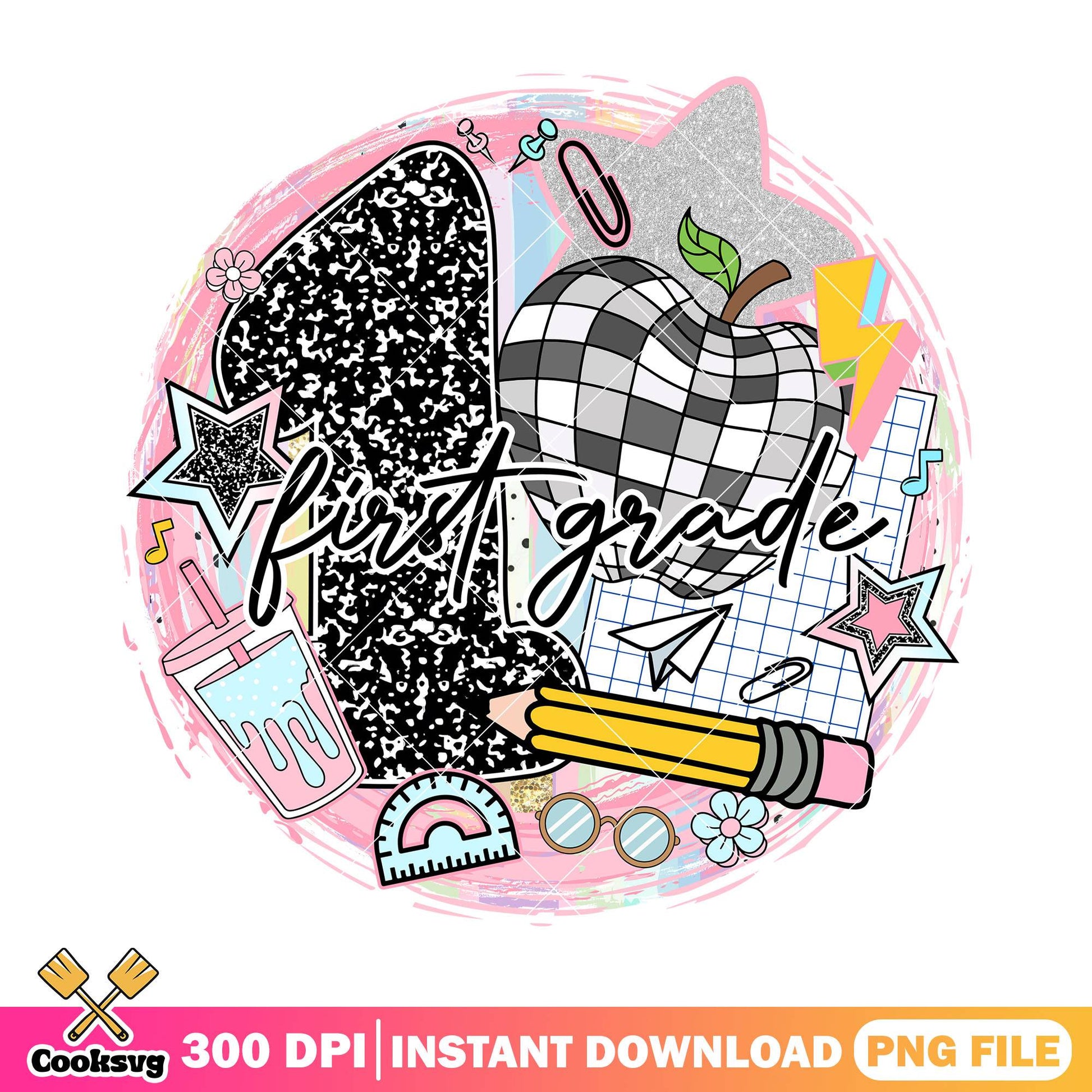 First grade design file png, halloween art png, supplies art png