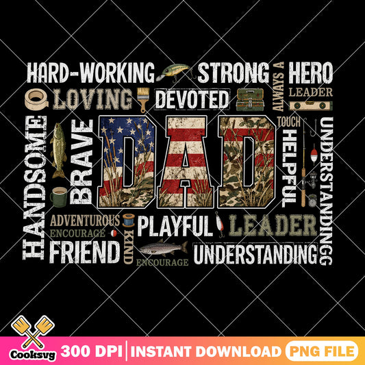 Fishing Dad PNG, Fathers Day American Flag Camo PNG, Dad PNG