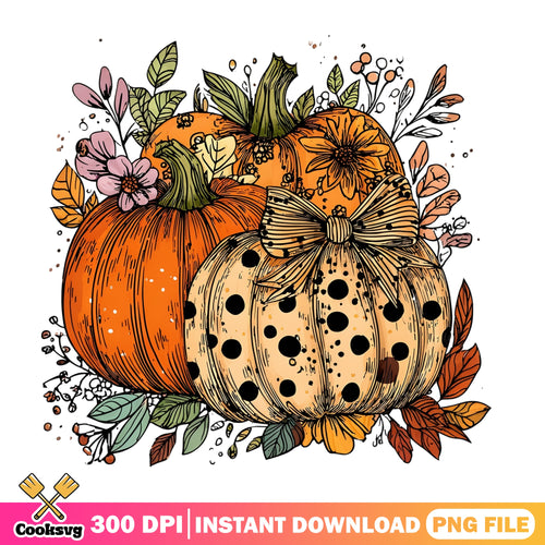 Floral Pumpkin PNG, Fall Autumn Sublimation, Halloween PNG