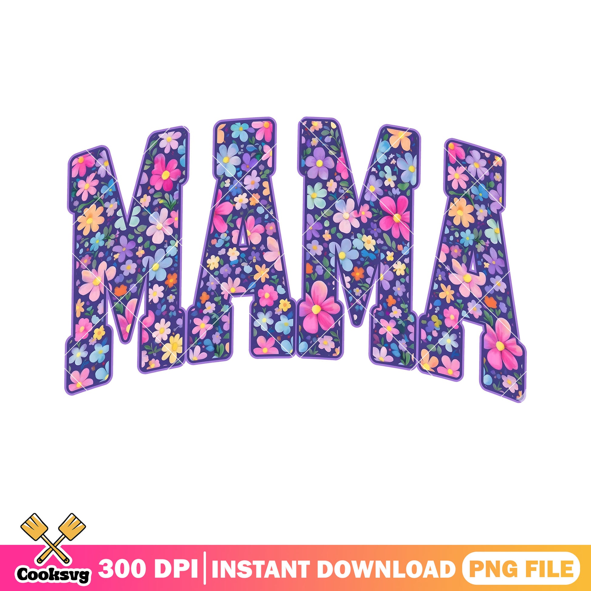 Floral mama text design png, mother day png, love mama png