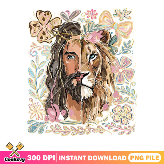 Flower half jesus half lion png, jesus is god png, lion king png