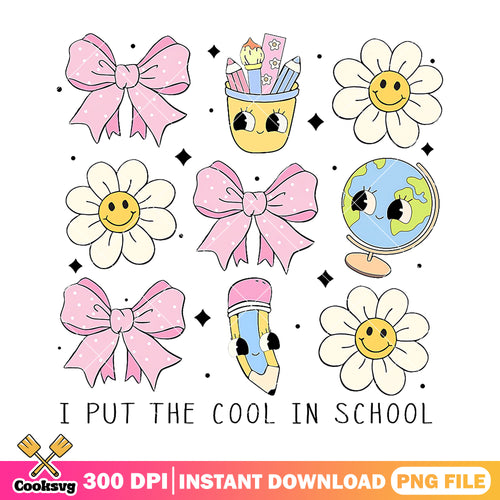 Flowers and bows png, white items png, back to school art png