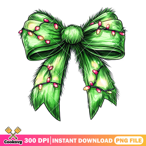 Fluffy christmas bow png, Christmas vibes png, the grinch png