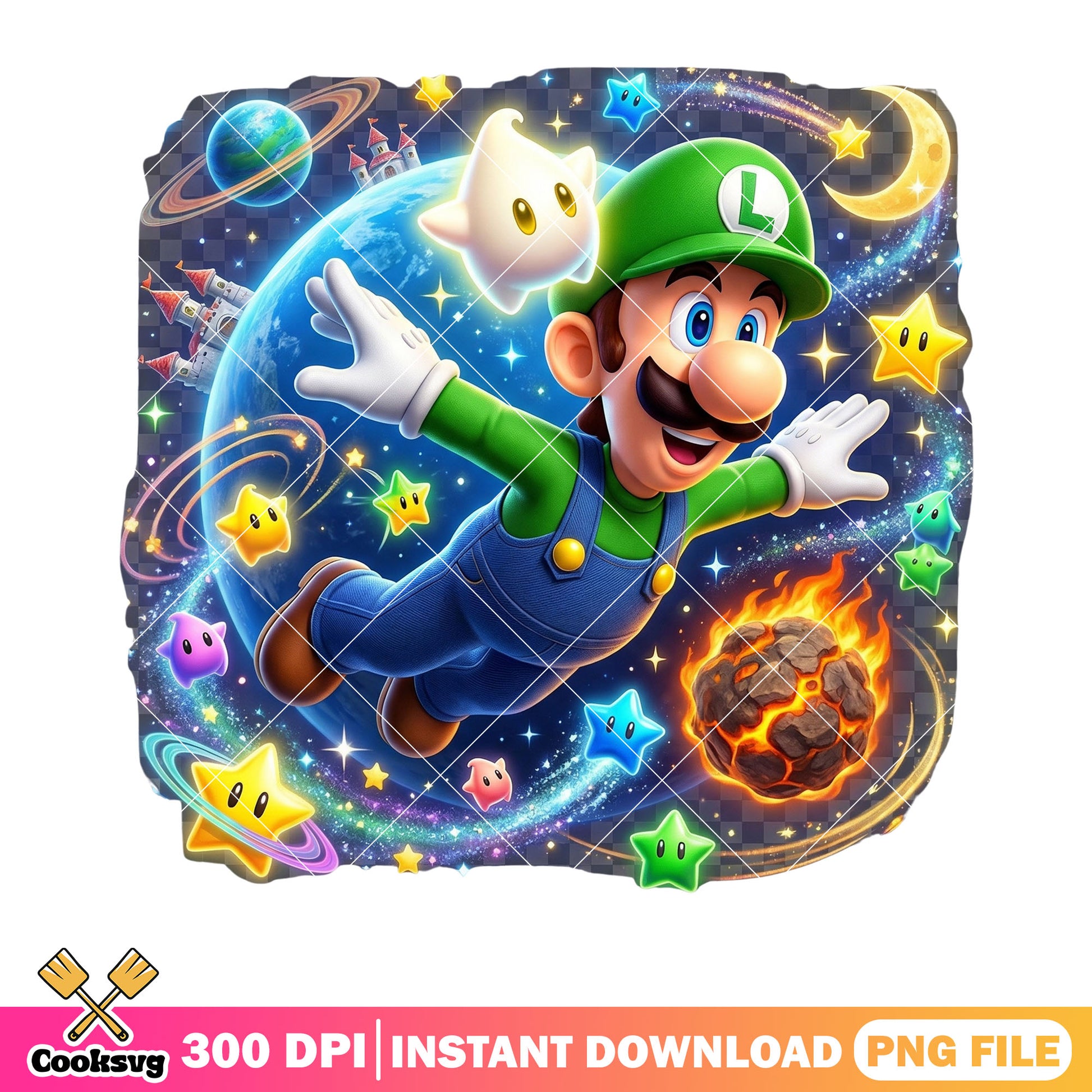 Fly into galaxy luigi png, nintendo games png, super luigi galaxy​ png