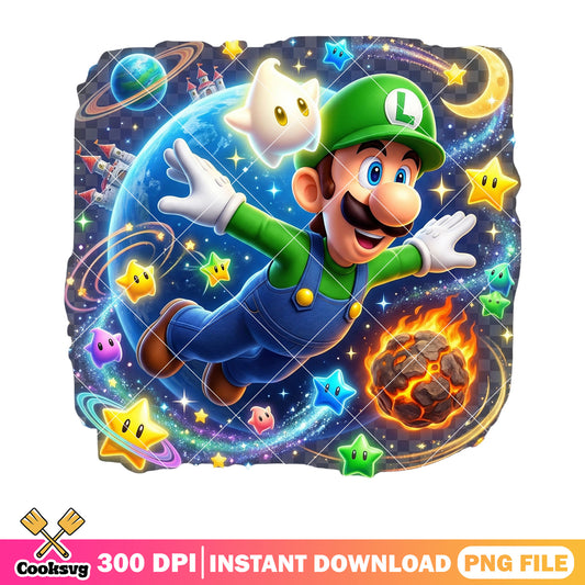 Fly into galaxy luigi png, nintendo games png, super luigi galaxy​ png