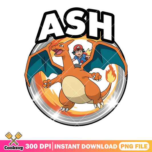 Fly with charizard ash png, charizard png, pokemon ash ketchum​ png