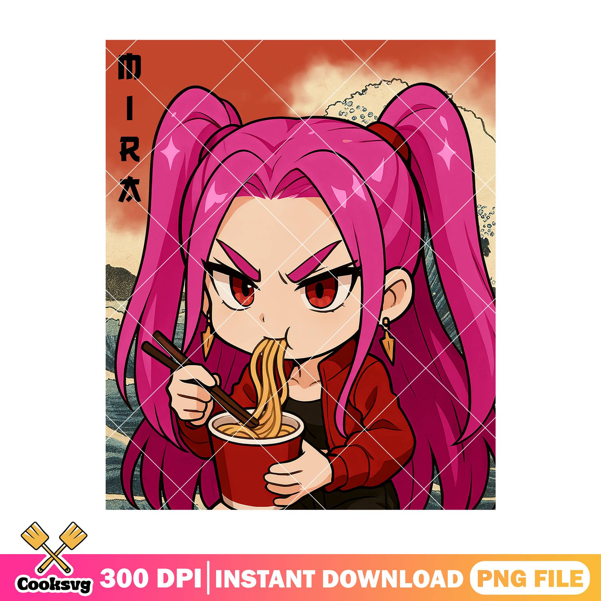 Folk painting mira ramyeon png, huntrix ramyeon png, mira huntrix png ...