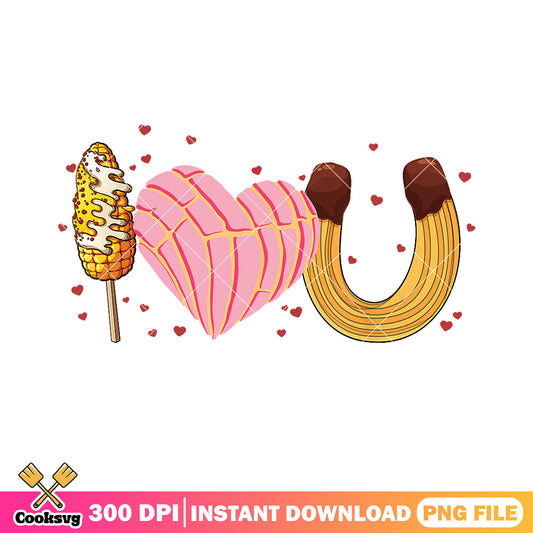 Food style i love you png, valentine poster png, valentine day png