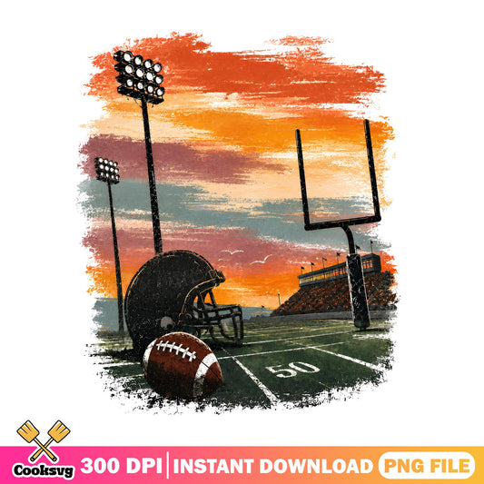 Football Stadium Sunset PNG, Football Field Retro PNG, NFL PNG