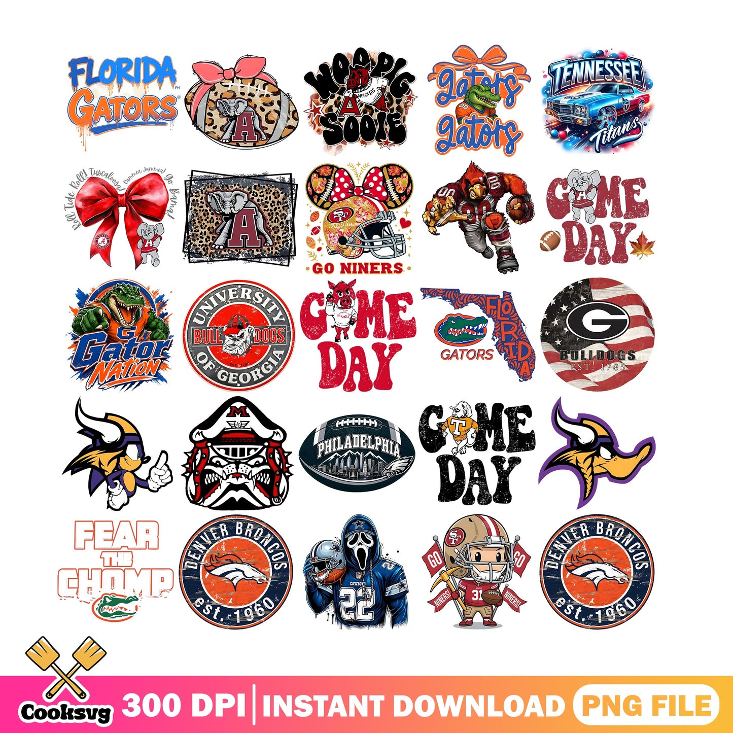 Football Team Game Day PNG Bundle, NFL College Sports PNG, Game Day PNG