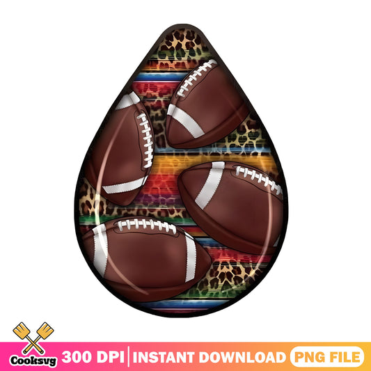 Football Teardrop Leopard Serape PNG, Football Mom PNG, Sports PNG