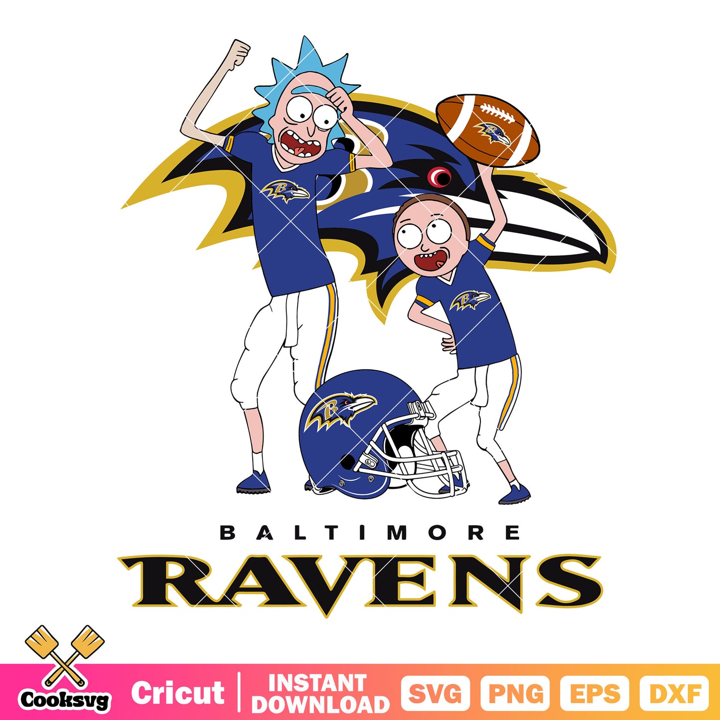 Football rick and morty svg. baltimore raven svg, football​ helmet svg