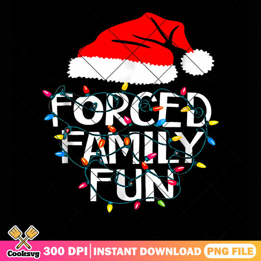 Forced family fun png, santa hat png, christmas stringlight png